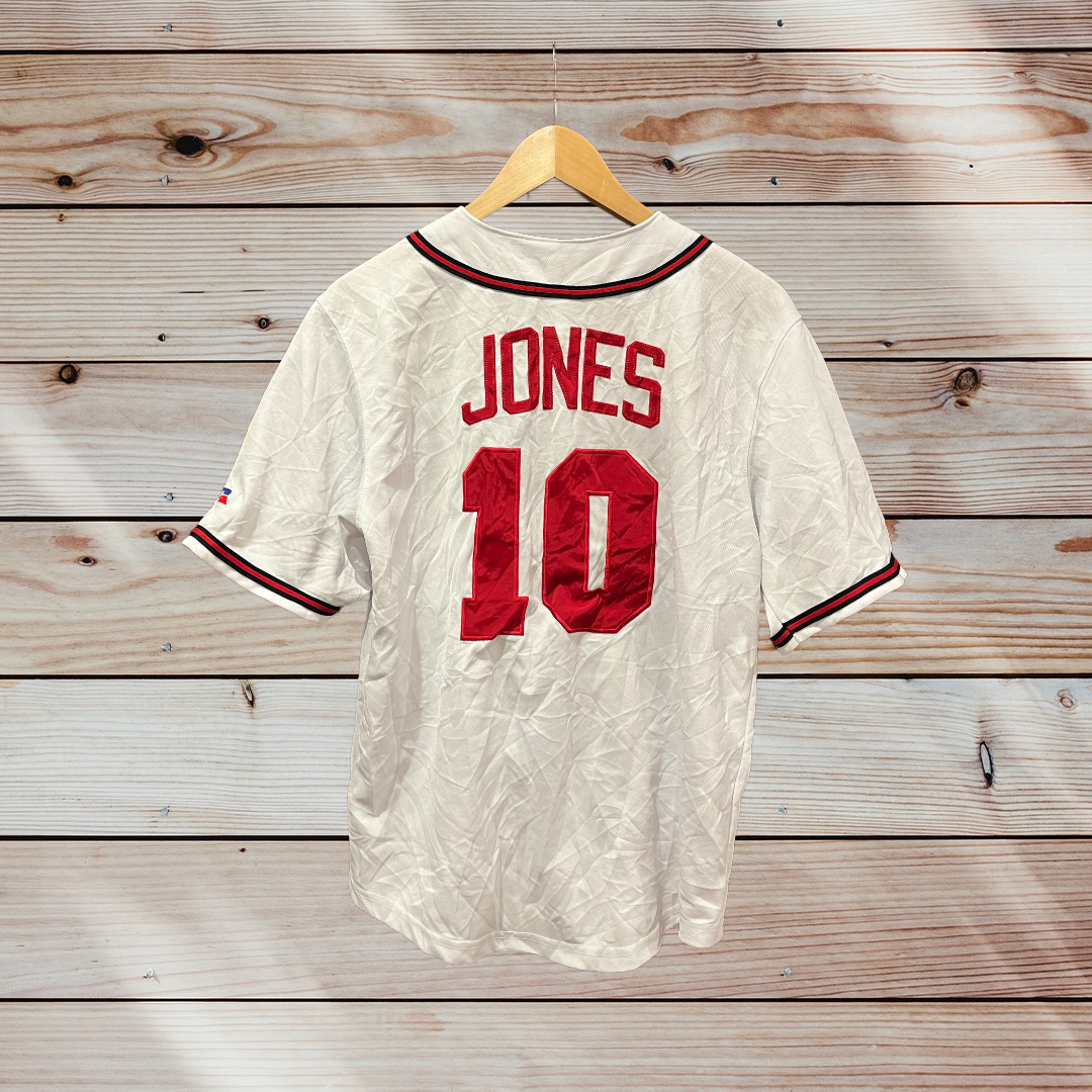 HippityHistory Two Chipper Jones Jerseys. Authentic Hall of Famer. Size 48 Russell & Similar Size Majestic - See Measurements. Both Sewn.